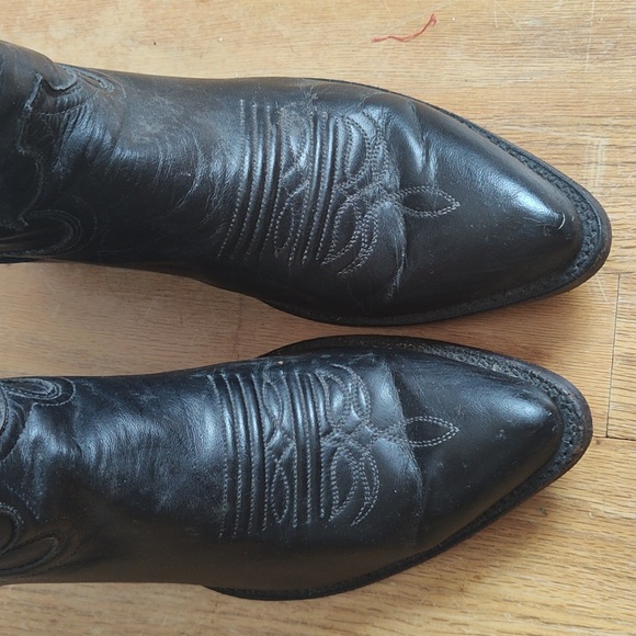 Vintage - Black leather Cowboy boots 'Justin' Very Good condition. Leather sole. - Picture 15 of 16